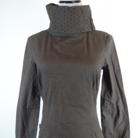 Moschino jeans studded Gray top i42 8 high neck runs small xs - Picture 2 of 9